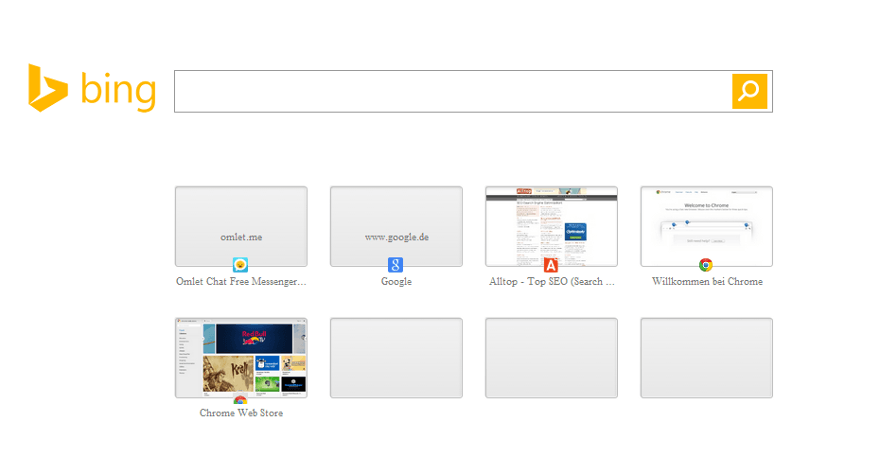 Bing steht als Suche in einem neuen Chrome-Tab zur Verfügung