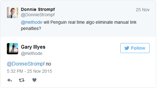 Gary Illyes auf Twitter: Es wird auch weiterhin manuelle Link-Penalties geben