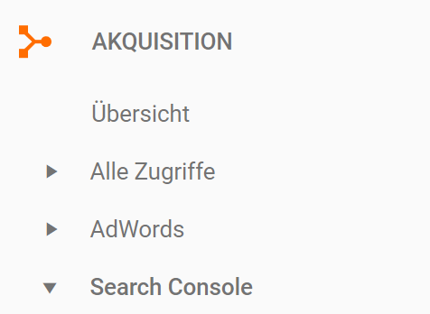Google Analytics: Akquisition / Google Search Console