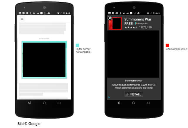 Google Mobile Ads: nun schwerer klickbar