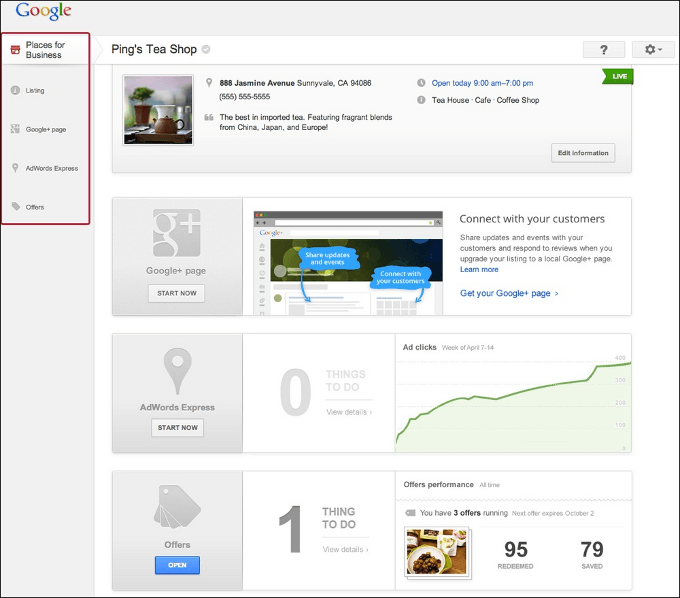 Google Places: neues Dashboard
