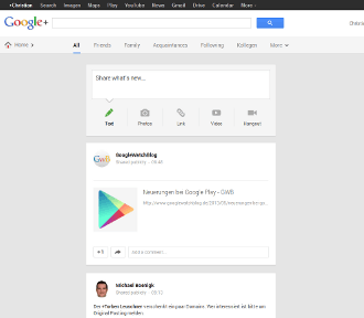 Google+: neues einspaltiges Layout