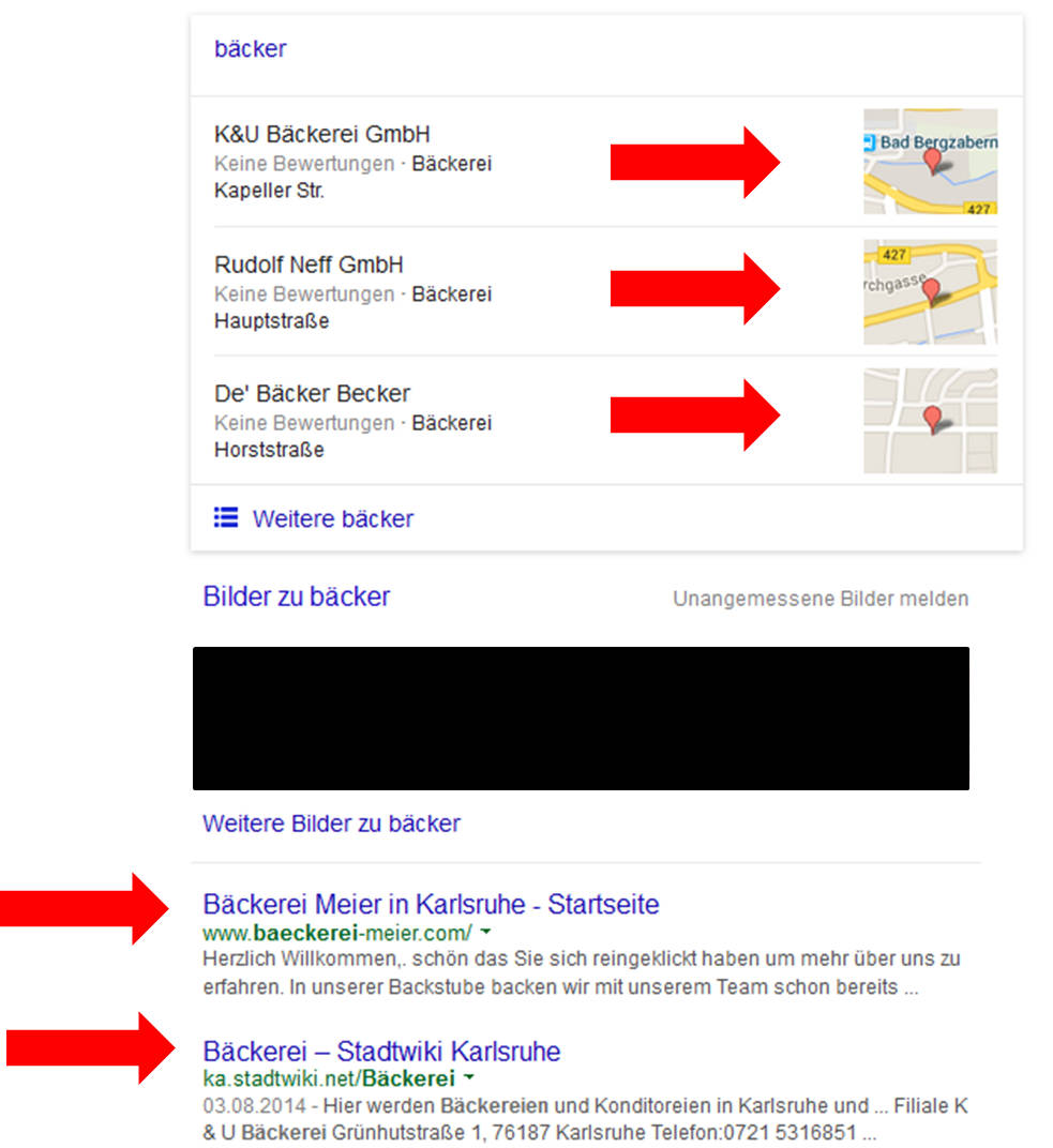 Vermischung verschiedener Orte in den lokalen Suchergebnissen bei Google auch in Deutschland