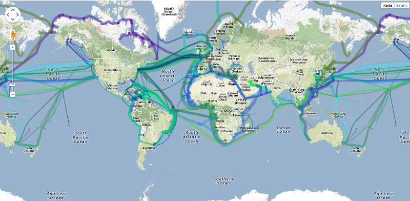 Globale Netzwerkkabel - Greg's Cable Map