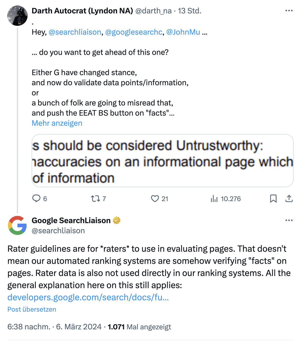 Google prüft keine Fakten auf Websites