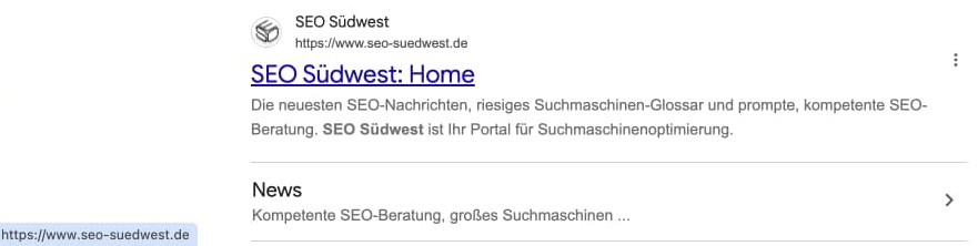 Google: Suchergebnis mit Link auf Ziel-URL