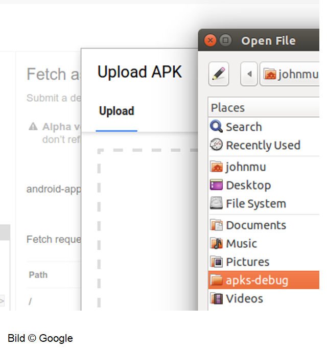 Google Search Console: Abruf wie durch Google für APK-Dateien