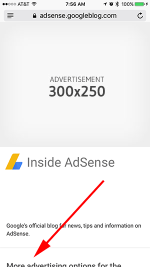 Google AdSense: Inhalte rutschen durch große Anzeigen nach unten
