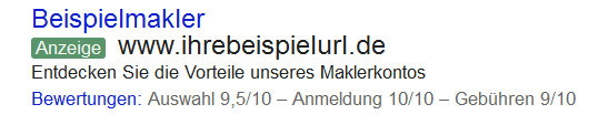 Google AdWords: automatische Anzeigenerweiterung (Beispiel)