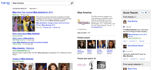 Suchergebnisseite Bing bisher