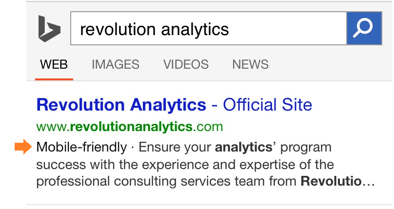 Bing kennzeichnet mobil-freundliche Seiten in der mobilen Suche