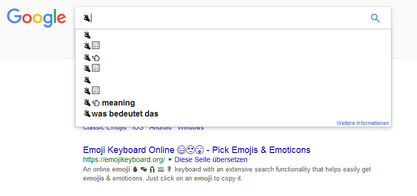 Google: Emojis in Autocomplete-Vorschlägen