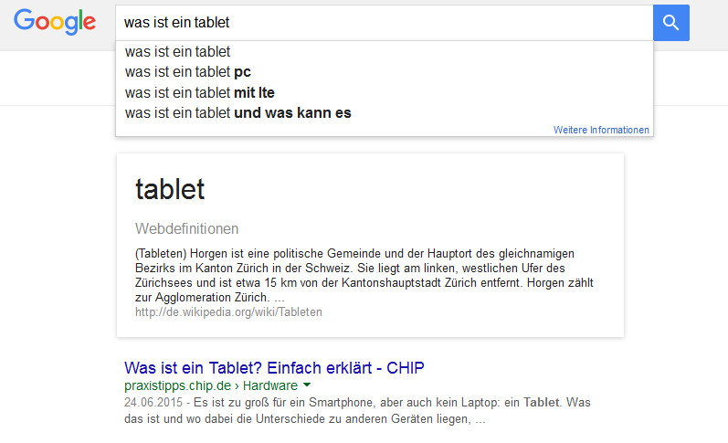 Featured Snippet in der deutschsprachigen Google-Suche