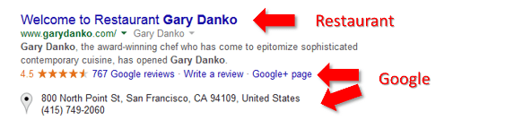 Snippet für die Google-Suche nach 'Gary Danko'