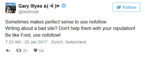 Gary Illyes auf Twitter: bei Links auf schlechte Seiten 'nofollow' verwenden