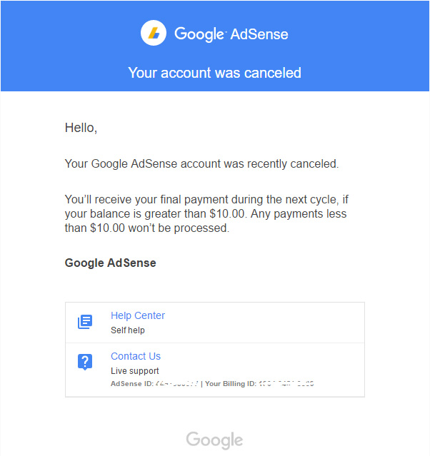 Google AdSense: Mail an Publisher