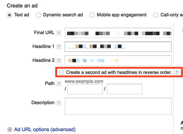 Google AdWords: Option zum Tauschen von Schlagzeilen