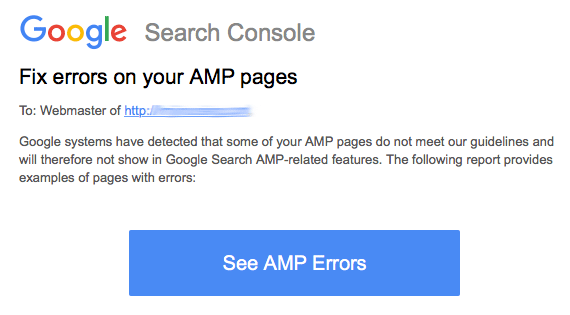 Google-Benachrichtigung bei AMP-Fehlern