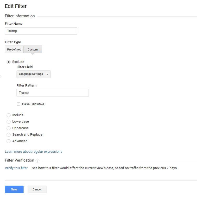 Google Analytics-Filter