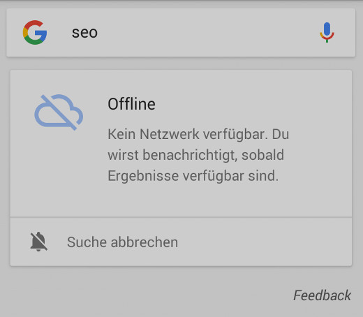 Google-App: kein Netz