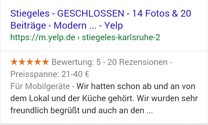 Google-Bewertung alt