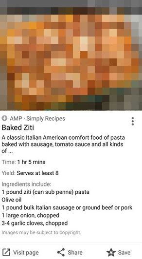 Google: Rezept-Karte in der Bildersuche