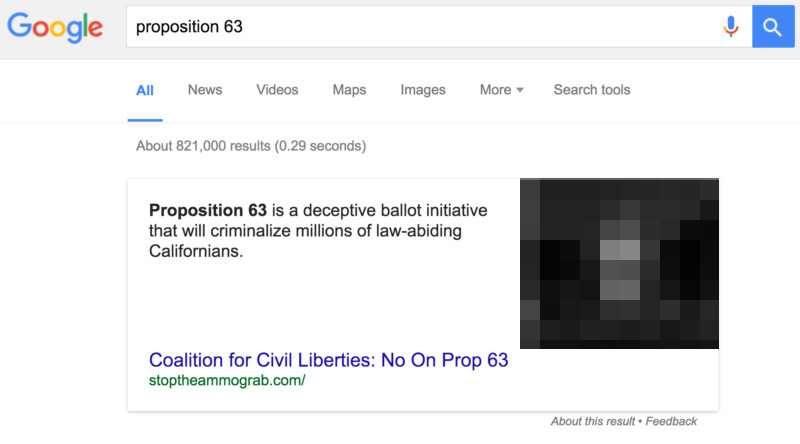 Google: Direct Answer für die Suche nach "proposition 63"