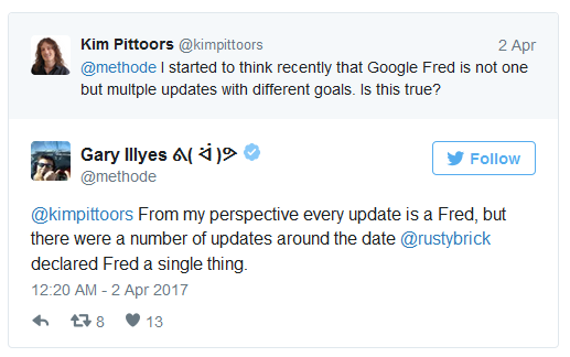 Google Fred: Es hat zeitgleich weitere Updates gegeben