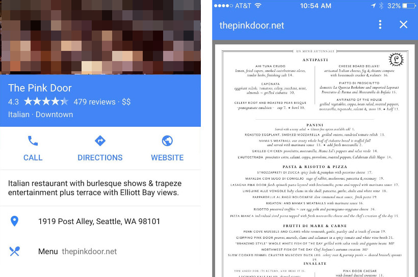 Google: iOS-App öffnet Speisekarten ohne Besuch der Webseite