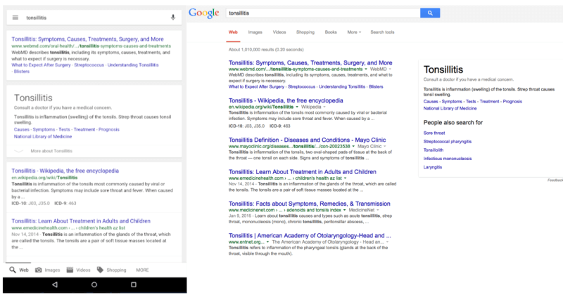 Google Knowledge Graph mit medizinischen Informationen