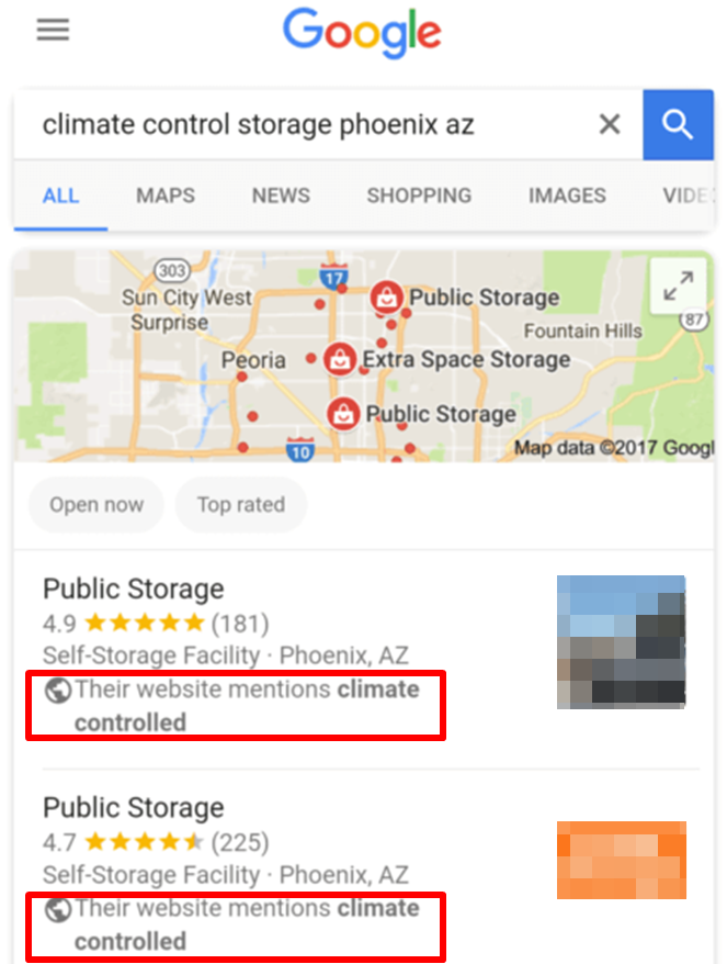 Lokale Suche: Google zeigt Keyword-Erwähnung an