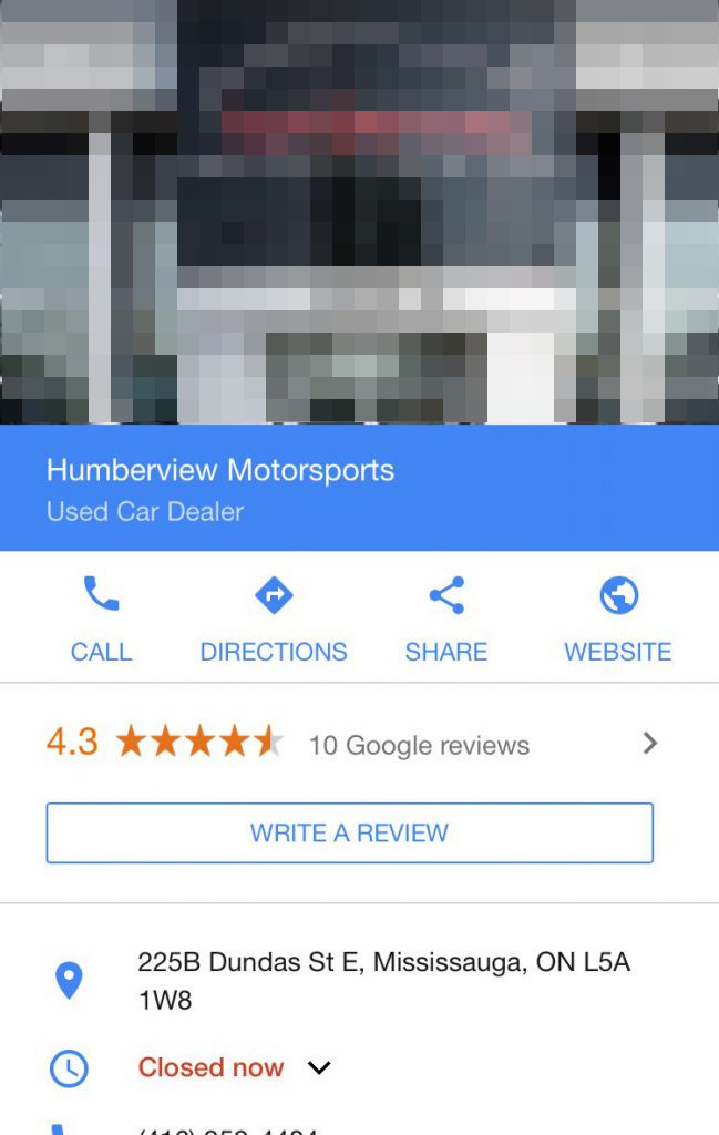 Google: "Write a Review"