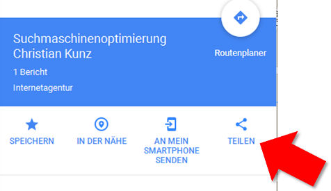 Google My Business: Share-Funktion