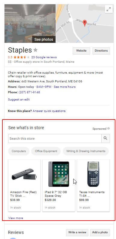 Google: neue Local Inventory Ads im Knowledge Panel