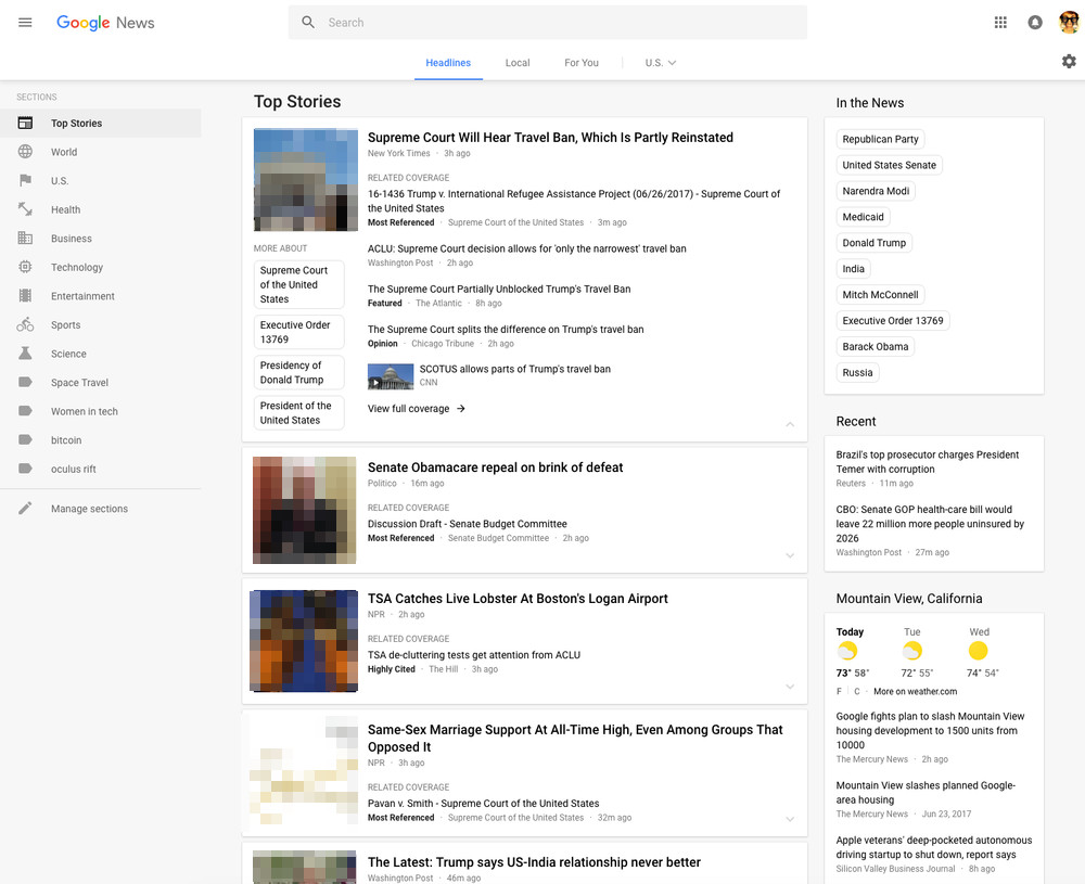 Google News: neues Layout