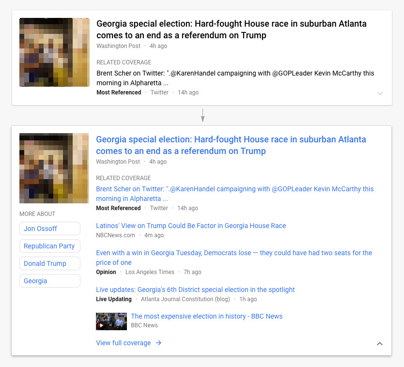 Google News: Story Cards