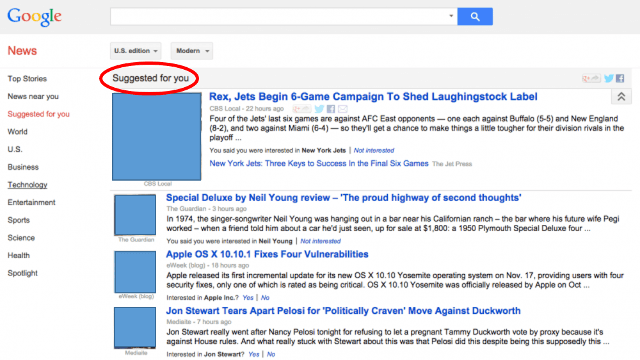 Google News Suggested for you