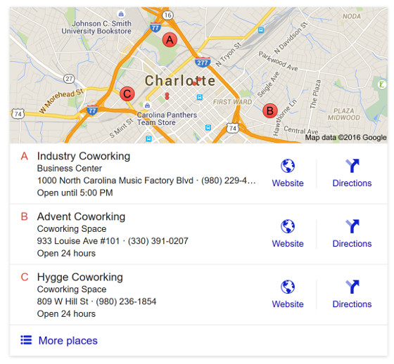 Google: lokale Suchergebnisse ohne Bewertungssterne