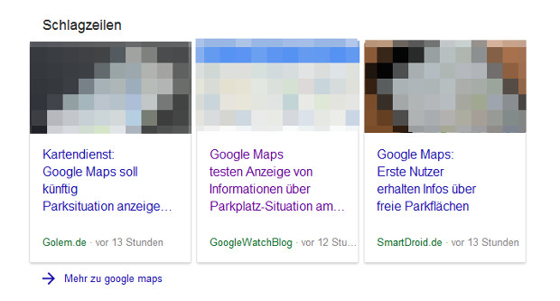 Google: Karussell mit drei Schlagzeilen in der mobilen Suche
