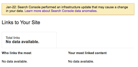 Google Search Console: fehlende Linkdaten