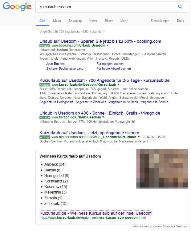 Google-SERP mit Rich Snippet