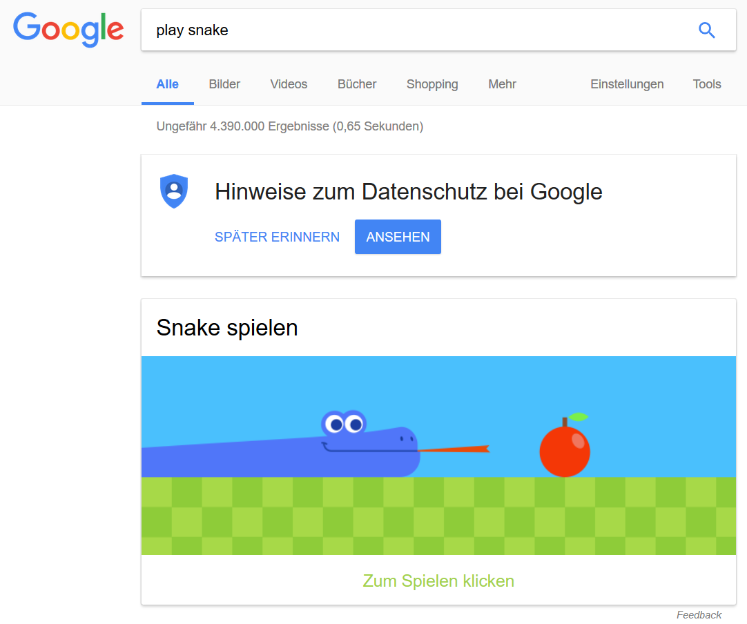 Snake: neues Easter Egg bei Google