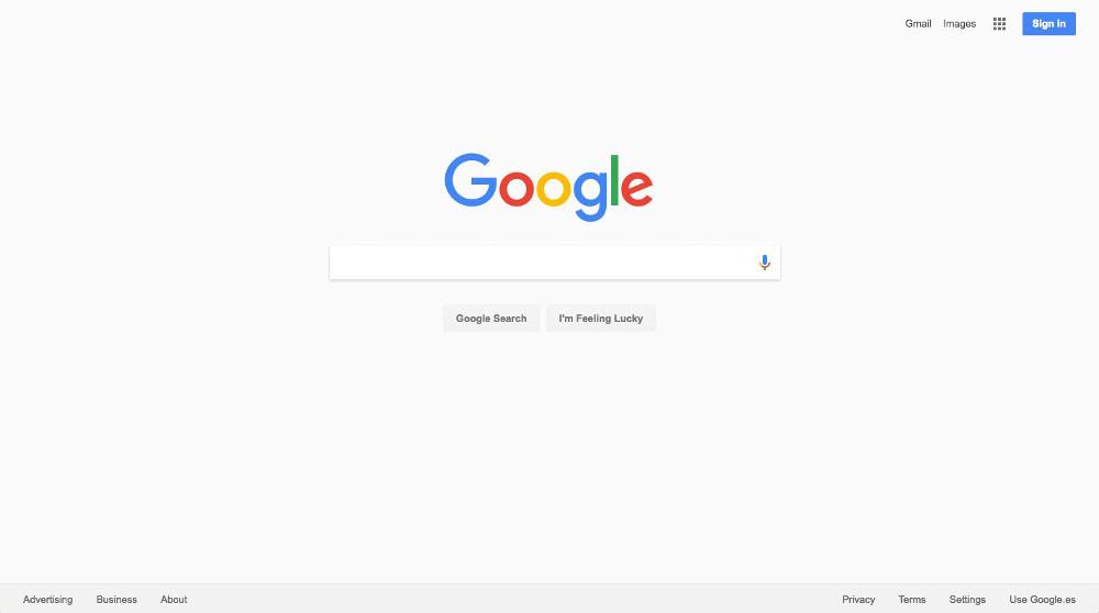 Google: graue Startseite
