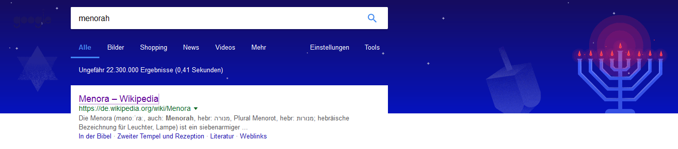 Google-Header für die Suche nach "Menorah"