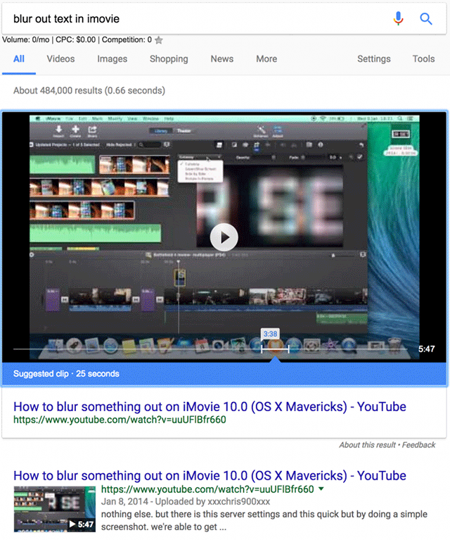 Google Suggested Clip Beispiel