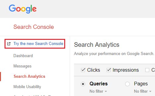 Google: Testlink auf neue Search Console