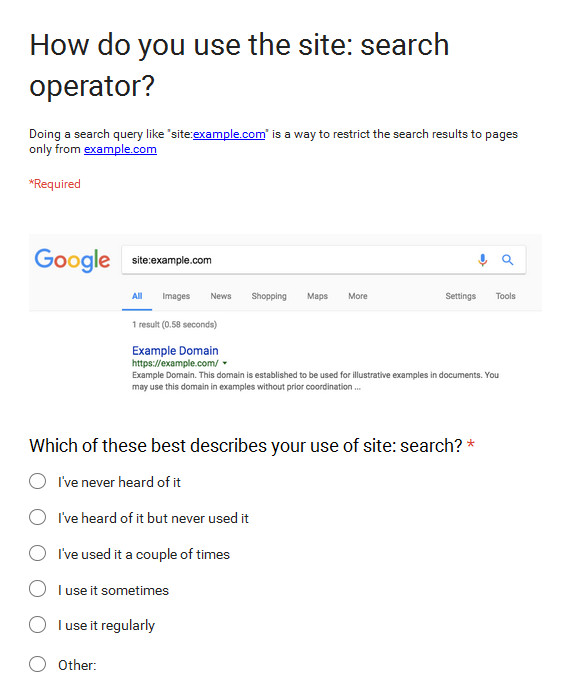Google-Umfrage zum Site-Operator