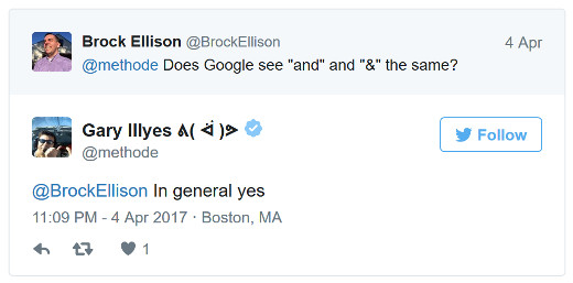 Gary Illyes: Googles Umgang mit 'und'-Varianten