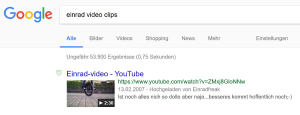 Google: Video-Ergebnis als Rich Snippet