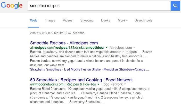 Google: zwei Snippets mit jeweils vierzeiliger Description